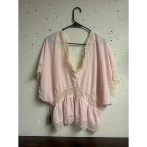3rd Malt Pink Lace Kimono Blouse Top Size Medium NEW WITH TAGS
